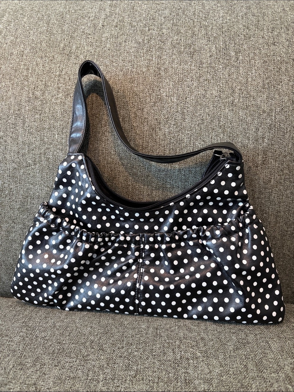 Black & White Polka Dot Hobo Shoulder Bag Purse